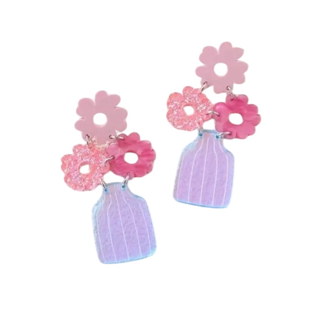 Floral Vase Dangle Earrings